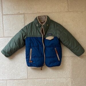 Patagonia Kids Two-Tone Green and Blue Puffer Jacket